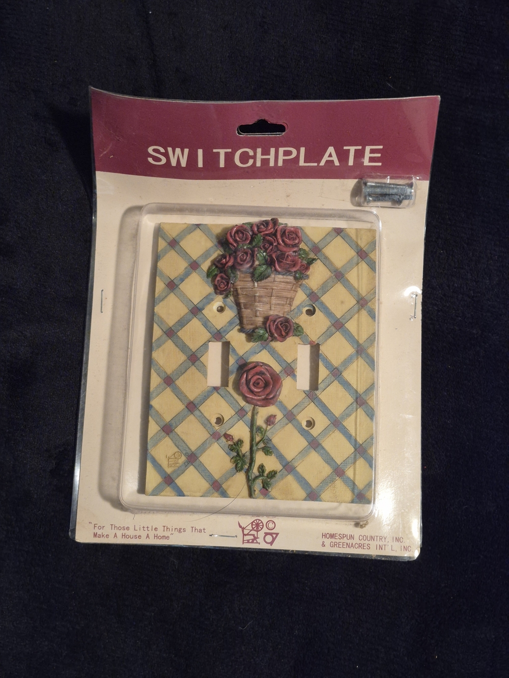 Vintage Shabby Chic Rose & Gingham Dual Switch Plate Covers (Lot of 3)